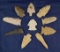 Set of 10 assorted Midwestern Arrowheads, largest is 3