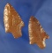 Pair of well made and nicely River patinated Arrowheads found in Florida, largest is 2 1/2
