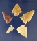 Set of five assorted Arrowheads found near the powder River in Wyoming. Largest is 1 5/16