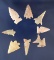 Set of eight well styled southwestern Bird Points, largest is 1