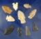 Set of 10 assorted Ohio Arrowheads, largest is 2