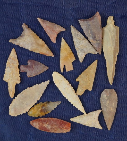 Group of 15 assorted African Neolithic Arrowheads.