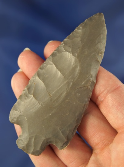 3 7/16" Hornstone Stemmed Knife found in Indiana.