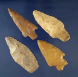 Set of four south-central US Arrowheads, largest is 2 1/2