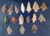 Group of 16 assorted southwestern U. S. Arrowheads, largest is 1 9/16