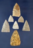 Set of seven Plains Triangles, largest is 1 9/16