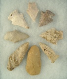 Set of eight assorted Arrowheads, largest is 2 3/4