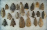 Group of 21 assorted Arrowheads and Knives found near the Cumberland River, Creelsboro, KY.