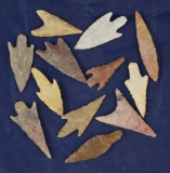 Group of 12 assorted African Neolithic Arrowheads.