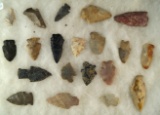 Group of 20 assorted Ohio Arrowheads, largest is 2 1/8