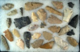 Large group of assorted Ohio Arrowheads in varying conditions, largest is 2 9/16
