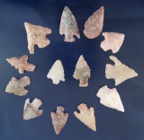 Group of 14 assorted New Mexico area Arrowheads, largest is 1 1/4