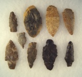 Group of assorted Arrowheads, Blades and Knives, found near the Cumberland, Creelsboro, KY.