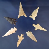 Set of seven assorted Arrowheads found in the southwestern U. S. Largest is 1 5/8
