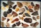 Large group of beautifully colored Flint and agate ancient Indian arrowheads, knives and scrapers fo