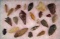 Large group of 23 assorted ancient Indian arrowheads and knives from the United States. Largest is 3