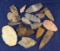 Large group of 16 assorted ancient Indian Arrowheads and Knives found in the eastern US. Largest is