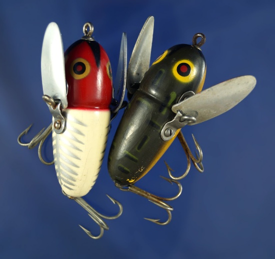 Pair of Vintage fishing lures: Heddon Crazy Crawlers