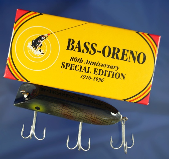 Collectible fishing lure:  Luhr - Jenson  & Sons Bass-Oreno 80th anniversary special edition 1996.