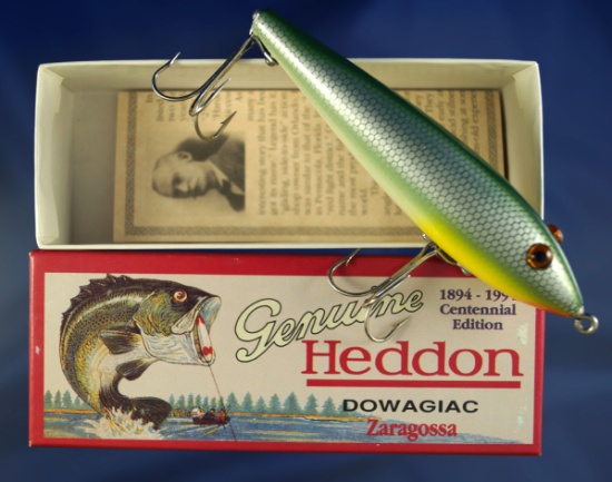 Vintage fishing lure: Heddon Dowagiac Zaragossa 1994 Centennial Edition No. 1342 with box.