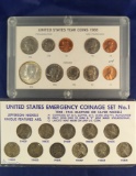 Complete 11 Coin Silver War Nickel Set VG-VF and 1968 Coin Set Cent – Half Dollar P, D and S AU-BU