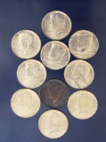 10 1964 Kennedy Silver Half Dollars BU