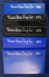 1971, 1972, 1973, 1974 and 1983 Proof Sets in Original Boxes