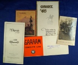 Vintage Automoble Advertising: Set of 5 small auto publications:  1908 comic post card; Pathfinder c
