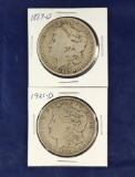 1887-O and 1921-D Morgan Silver Dollars VG-VF