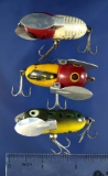 Vintage fishing lure: Set of 3 Heddon Tiny Crawlers.