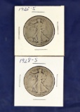 1923-S and 1928-S Walking Liberty Half Dollars G-F 1923-S is Scratched
