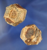 Mineral Specimen:  pair of Garnets found in the desert in southern California. both around 1 1/2