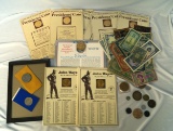 12 Medals on Cards, 18 Foreign Bank Notes, 2 Republic of Texas Reproduction Notes, 3 $1,000,000 Fant