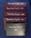 1982, 1984, 1985, 1986 and 1987 Proof Sets in Original Boxes