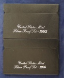 1992 and 1996 Silver Proof Sets in Original Boxes with COA’s