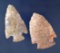 Pair of colorful Flint Ridge flint Arrowheads found in Ohio, Largest is 2 1/4