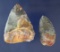 Pair of highly colorful woodland points - Huron and Crawford Co.Ohio.  Largest is 2 1/4