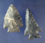 Nice pair of Coshocton Flint Arrowheads found in Ohio including a 2 3/16