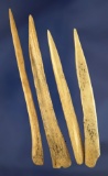 Set of four Bone Awls, largest is 4 3/16