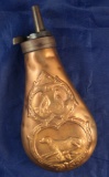 Small Pistol Flask with hunting dogs & game birds in very nice condition.