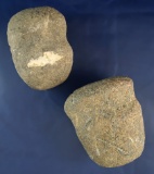 Pair of Grooved Hammerstones found in Ohio, largest is 2 13/16