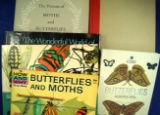 Group of 6 books about butterflies and moths.