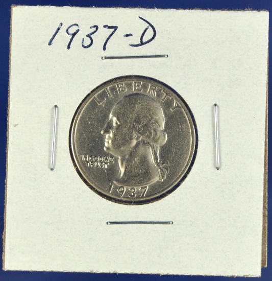 1937-D Washington Silver Quarter XF Details