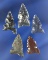 Set of five sidenotch arrowheads found by R. D. Mudge in Nevada. Largest is 13/16