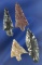 Set of four assorted Columbia River arrowheads, largest is 1 7/16