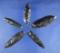 Set of five well flaked Obsidian Arrowheads found in Oregon and Idaho, largest is 2 1/8