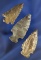 Set of three Columbia River arrowheads, largest is 2 1/16
