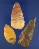 Set of three flaked artifacts found near the Columbia River including an Early Leaf