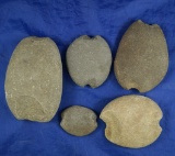 Set of five classic styled net weights found near the Columbia River, Kennewick Washington.