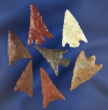 Set of seven Columbia River Gempoints found in Oregon, largest is 1
